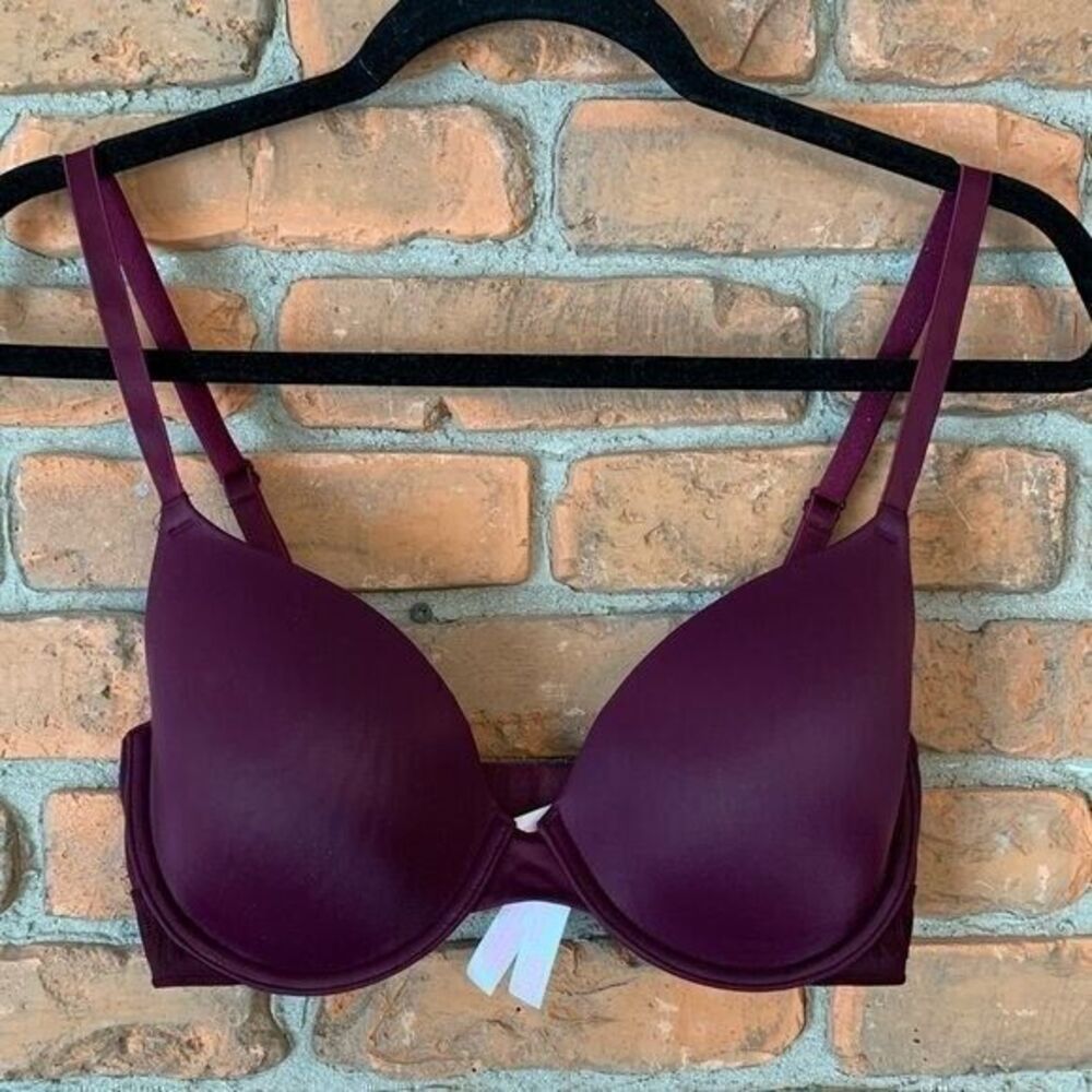 PINK‎ Victoria's Secret Wear Everywhere Burgundy Lightly Lined Bra 34D